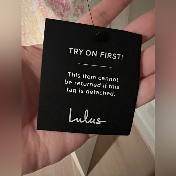 NWT! Lulu’s white sequin iridescent, mini dress with adjustable straps. XL. - Picture 4 of 7